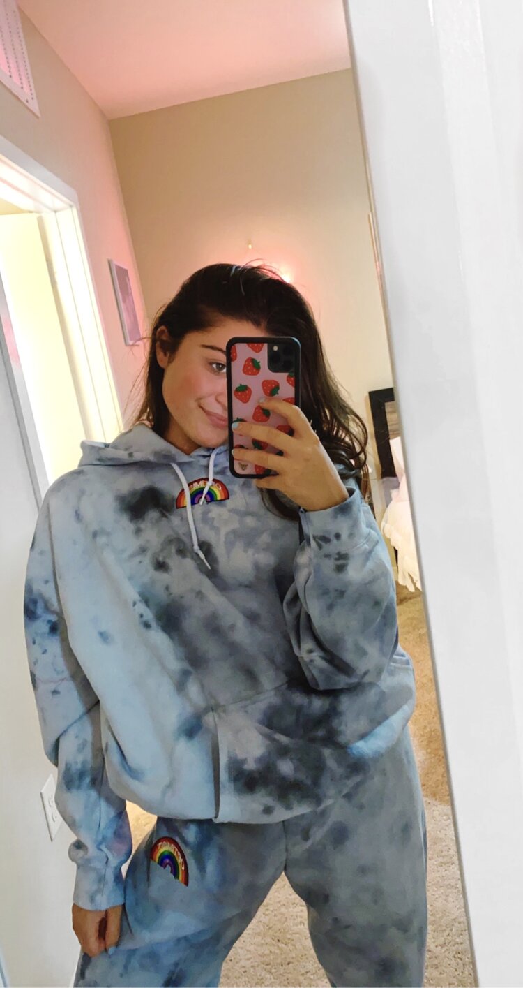 Dark Grey Tie Dye Hoodie + Sweatpants Set + Optimist Rainbow Patch