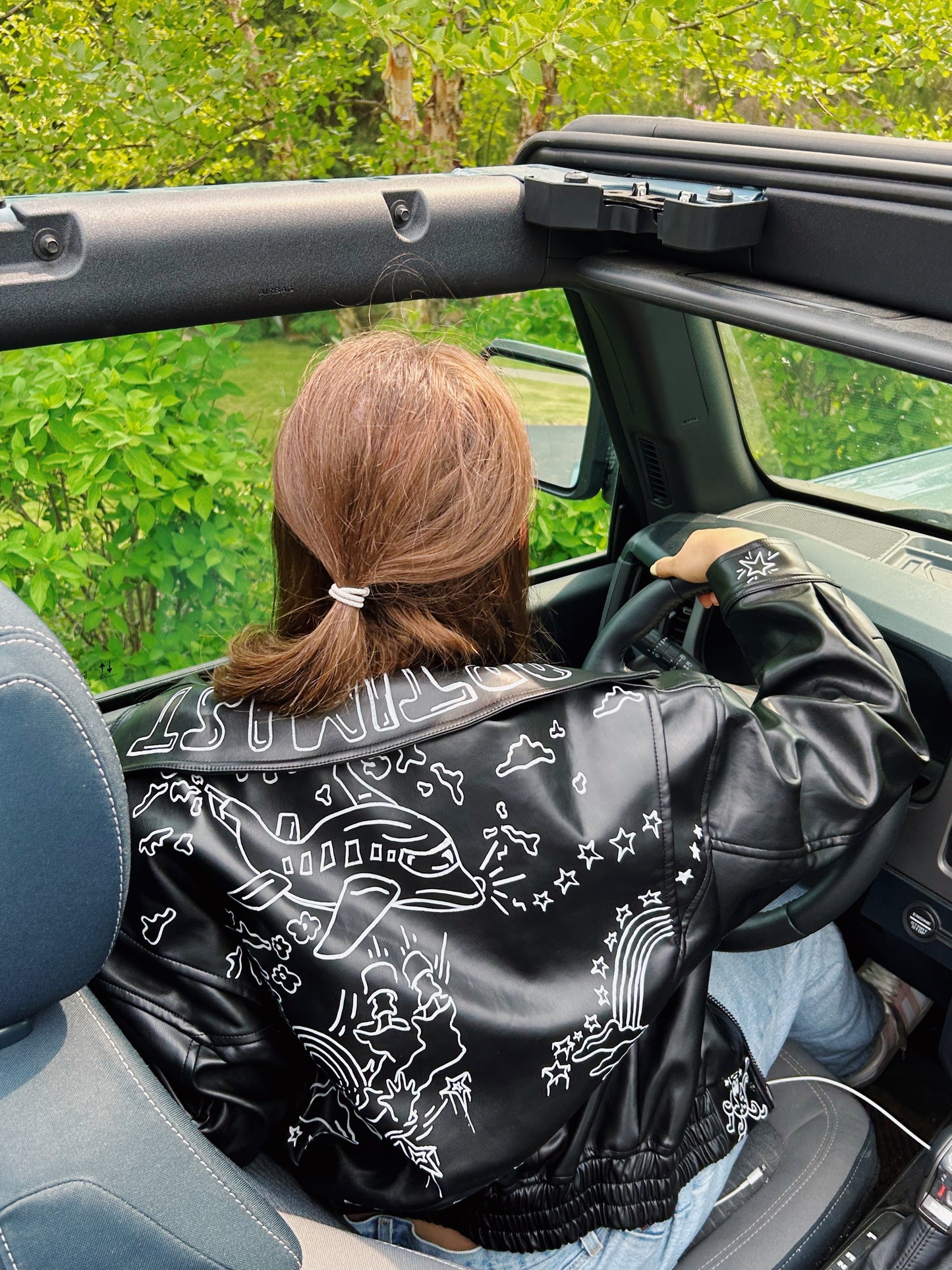 Black Leather The Daily Optimist X Peyton Messner Studio Custom Bomber
