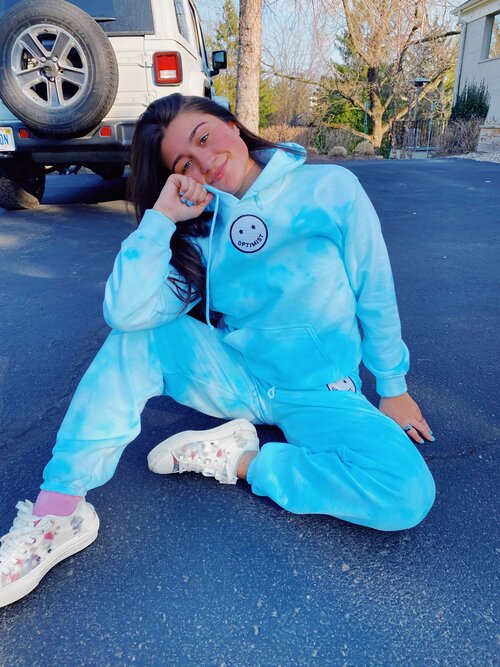 Bright Blue Tie Dye Hoodie & Sweatpants Set + OG Smiley Patch