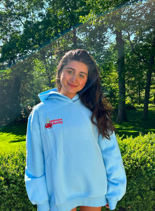 Baby Blue “Optimism is the Cherry on Top” Puff Letter Limited Edition Hoodie