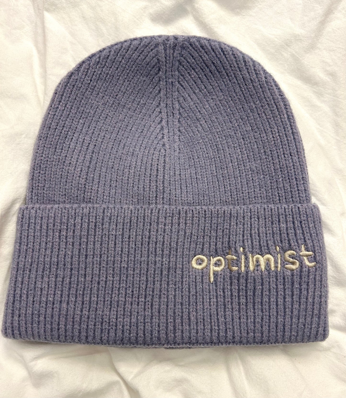 Lilac Beanie + Cream Optimist Embroidery