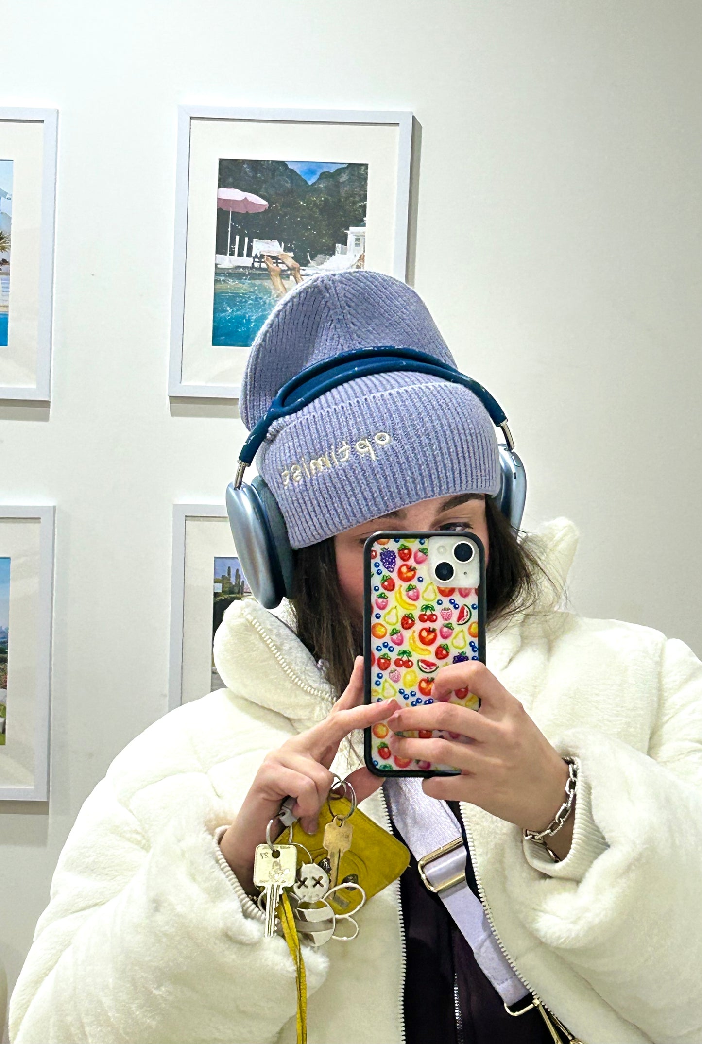 Lilac Beanie + Cream Optimist Embroidery