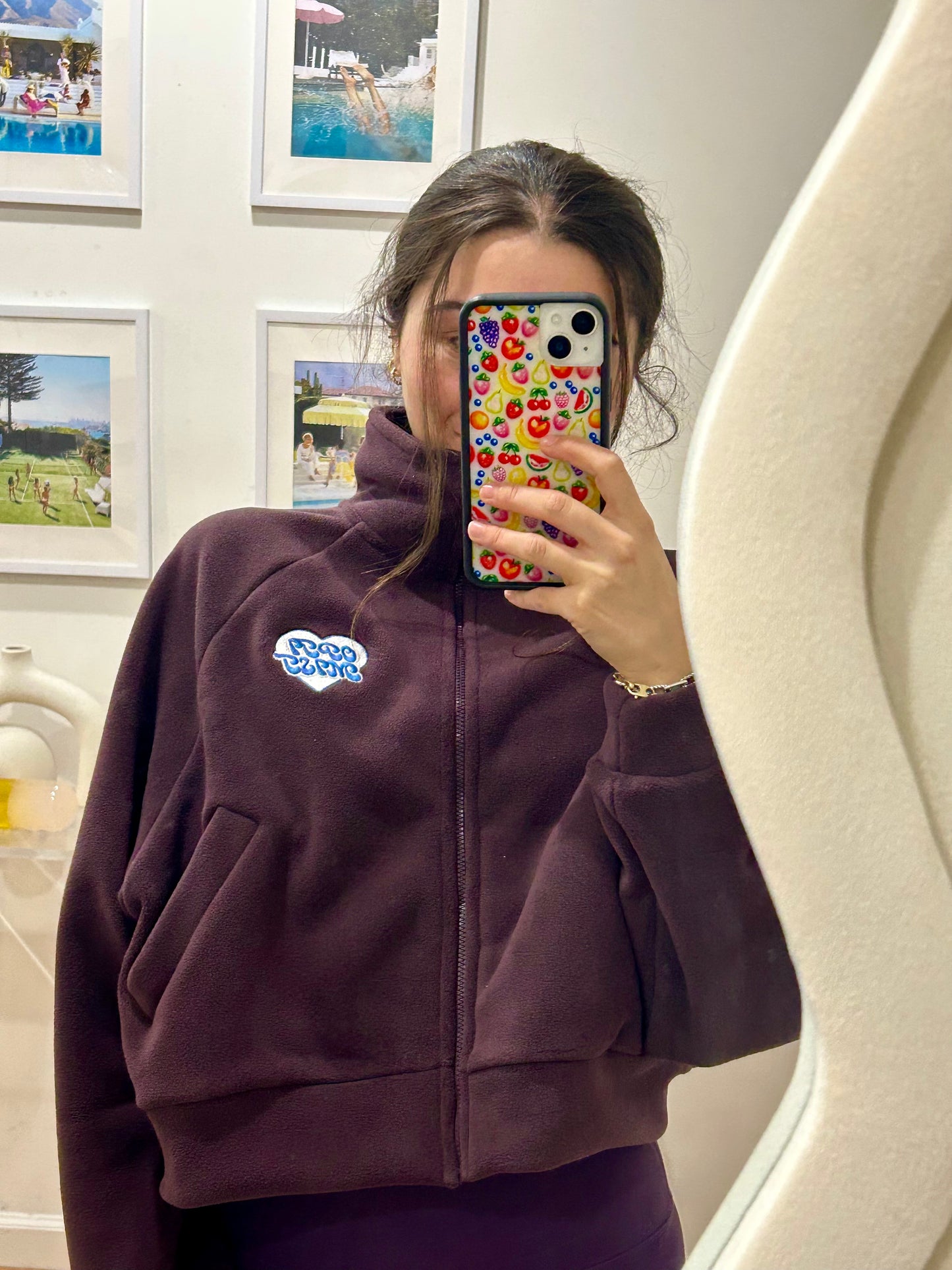 Eggplant Fleece Pullover + Embroidered Heart