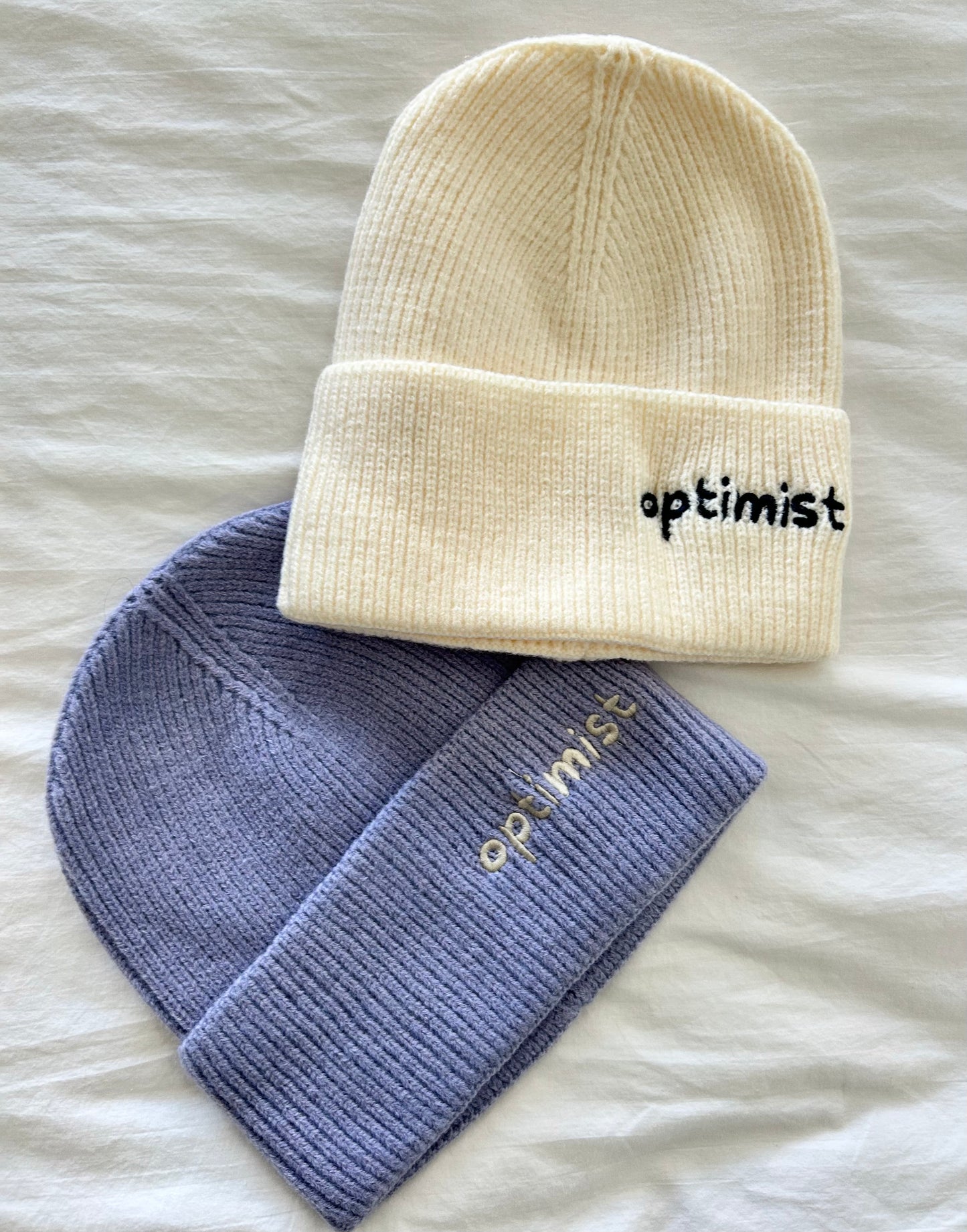 White Beanie + Optimist Embroidery in Black