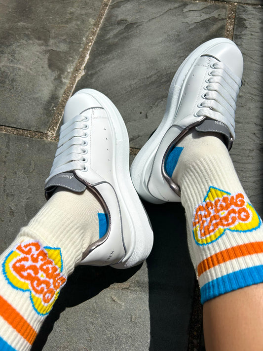 Optimist Heart Orange + Blue + Yellow Ankle Socks