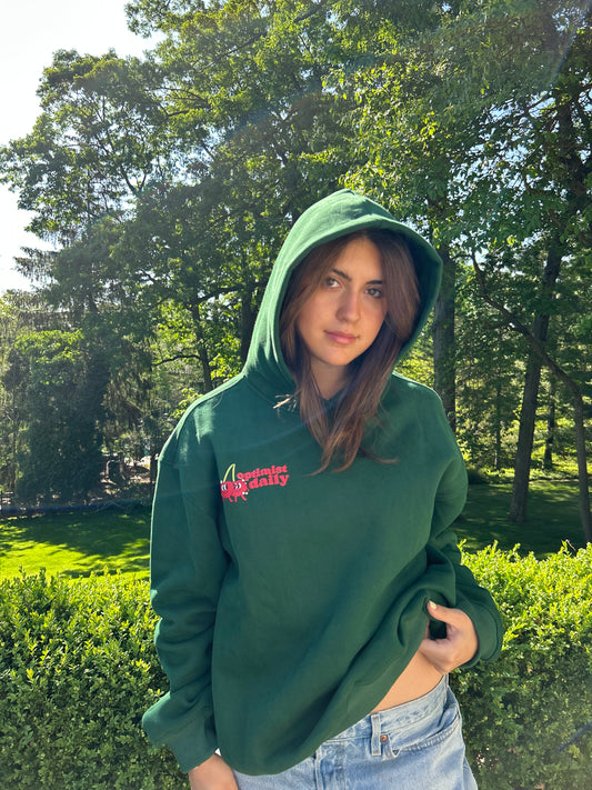Forest Green “Optimism is the Cherry on Top” Puff Letter Limited Edition Hoodie