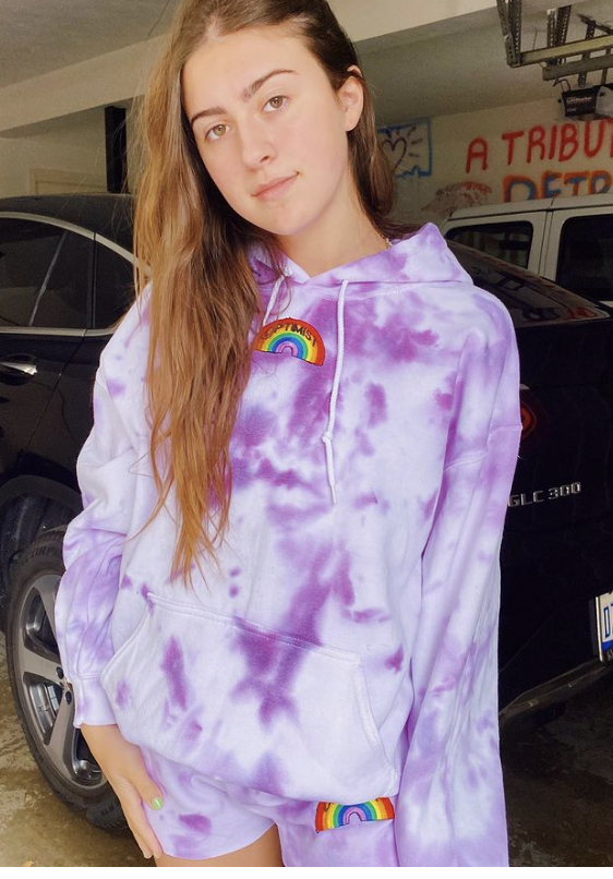 Purple Tie Dye Hoodie & Sweatshorts Set + Optimist Rainbow Patch