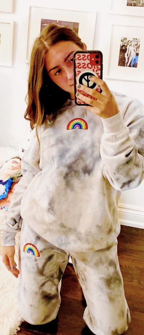 Gray Tie Dye Crewneck & Sweatpant Set + Optimist Rainbow Patch